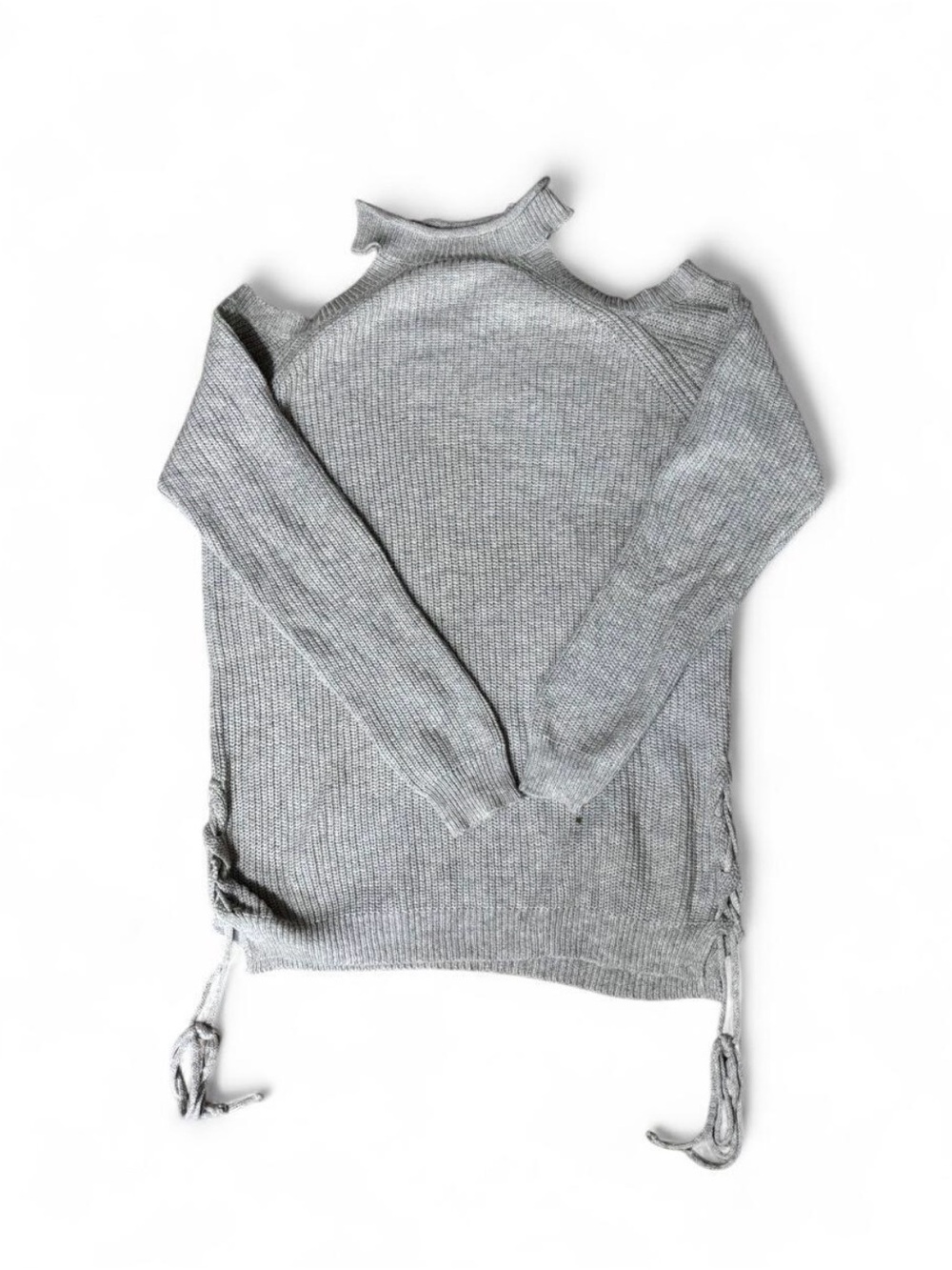 Gray JodiFL cut out sweater with tie detail in size M